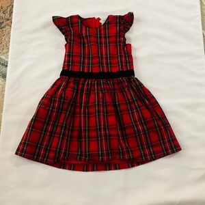 Crewcuts Vibrant Flutter Sleeve Red Tartan Plaid Dress Size 6 EUC